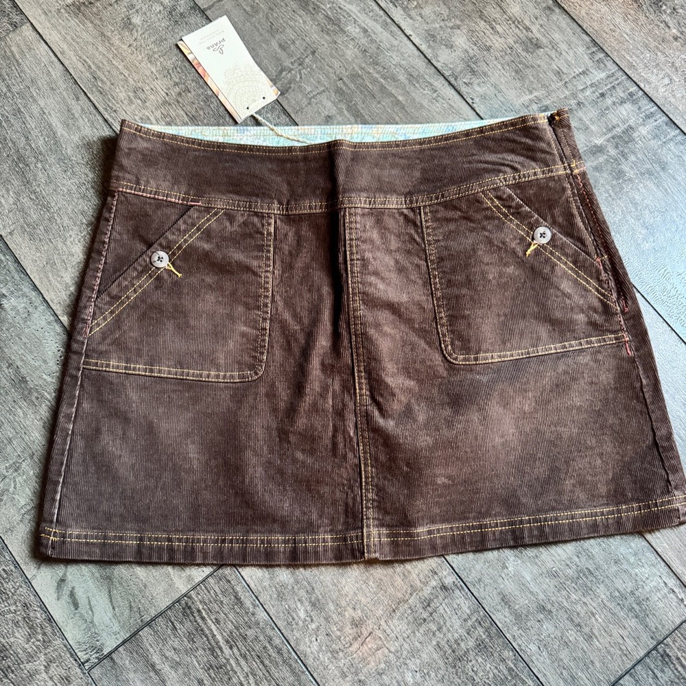 PrAna Canyon Corduroy Mini Skirt in Brown Size 14